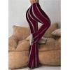 imageWomens Printed Flare Leggings High Waisted Tummy Control Yoga Pants Casual Long Lounge Bell BottomsBurgundy