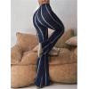 imageWomens Printed Flare Leggings High Waisted Tummy Control Yoga Pants Casual Long Lounge Bell BottomsDark Blue
