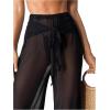 imageWomens Sheer Mesh Tie Front Bathing Suit Cover Up Pants Wide Leg Loose Swimsuit Cover Up Beach PantsBlack