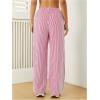 imageWomens Striped Print Straight Wide Leg Linen Pants Drawstring Waist Slant Pockets Pants Casual Long PantsBurgundy