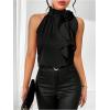 imageWomens Summer Halter Tops Floral Appliques Sleeveless Work Shirts Blouses for Women Dressy CasualBlack