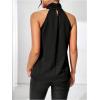 imageWomens Summer Halter Tops Floral Appliques Sleeveless Work Shirts Blouses for Women Dressy CasualBlack