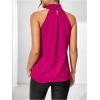 imageWomens Summer Halter Tops Floral Appliques Sleeveless Work Shirts Blouses for Women Dressy CasualBright Pink