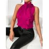 imageWomens Summer Halter Tops Floral Appliques Sleeveless Work Shirts Blouses for Women Dressy CasualBright Pink