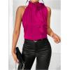 imageWomens Summer Halter Tops Floral Appliques Sleeveless Work Shirts Blouses for Women Dressy CasualBright Pink