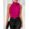 imageWomens Summer Halter Tops Floral Appliques Sleeveless Work Shirts Blouses for Women Dressy CasualBright Pink