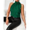 imageWomens Summer Halter Tops Floral Appliques Sleeveless Work Shirts Blouses for Women Dressy CasualGreen