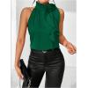 imageWomens Summer Halter Tops Floral Appliques Sleeveless Work Shirts Blouses for Women Dressy CasualGreen