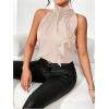 imageWomens Summer Halter Tops Floral Appliques Sleeveless Work Shirts Blouses for Women Dressy CasualLight Apricot