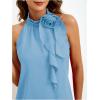 imageWomens Summer Halter Tops Floral Appliques Sleeveless Work Shirts Blouses for Women Dressy CasualLight Blue