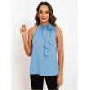imageWomens Summer Halter Tops Floral Appliques Sleeveless Work Shirts Blouses for Women Dressy CasualLight Blue