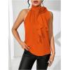 imageWomens Summer Halter Tops Floral Appliques Sleeveless Work Shirts Blouses for Women Dressy CasualOrange