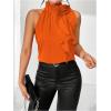 imageWomens Summer Halter Tops Floral Appliques Sleeveless Work Shirts Blouses for Women Dressy CasualOrange