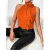 imageWomens Summer Halter Tops Floral Appliques Sleeveless Work Shirts Blouses for Women Dressy CasualOrange