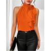 imageWomens Summer Halter Tops Floral Appliques Sleeveless Work Shirts Blouses for Women Dressy CasualOrange