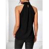 imageWomens Summer Halter Tops Floral Appliques Sleeveless Work Shirts Blouses for Women Dressy CasualPure Black