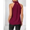 imageWomens Summer Halter Tops Floral Appliques Sleeveless Work Shirts Blouses for Women Dressy CasualPure Burgundy