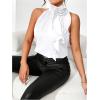 imageWomens Summer Halter Tops Floral Appliques Sleeveless Work Shirts Blouses for Women Dressy CasualPure White