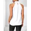 imageWomens Summer Halter Tops Floral Appliques Sleeveless Work Shirts Blouses for Women Dressy CasualPure White