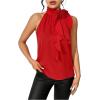 imageWomens Summer Halter Tops Floral Appliques Sleeveless Work Shirts Blouses for Women Dressy CasualRed