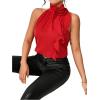 imageWomens Summer Halter Tops Floral Appliques Sleeveless Work Shirts Blouses for Women Dressy CasualRed