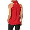 imageWomens Summer Halter Tops Floral Appliques Sleeveless Work Shirts Blouses for Women Dressy CasualRed