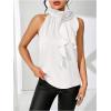 imageWomens Summer Halter Tops Floral Appliques Sleeveless Work Shirts Blouses for Women Dressy CasualWhite