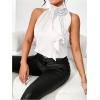 imageWomens Summer Halter Tops Floral Appliques Sleeveless Work Shirts Blouses for Women Dressy CasualWhite