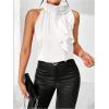 imageWomens Summer Halter Tops Floral Appliques Sleeveless Work Shirts Blouses for Women Dressy CasualWhite