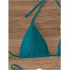 imageWomens Two Piece Bathing Suit Floral Appliques Halter Triangle Tie Side Thong Bikini SwimsuitsBlue