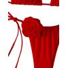 imageWomens Two Piece Bathing Suit Floral Appliques Halter Triangle Tie Side Thong Bikini SwimsuitsRed