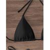 imageWomens Two Piece Bathing Suit Floral Appliques Halter Triangle Tie Side Thong Bikini SwimsuitsSolid Black