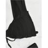 imageWomens Two Piece Swimsuits Frill Trim Tie Front Bathing Suit Wide Straps High Cut Sleeveless Bikini SetsBlack