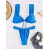 imageWomens Two Piece Swimsuits Frill Trim Tie Front Bathing Suit Wide Straps High Cut Sleeveless Bikini SetsBlue