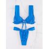 imageWomens Two Piece Swimsuits Frill Trim Tie Front Bathing Suit Wide Straps High Cut Sleeveless Bikini SetsBlue