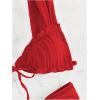 imageWomens Two Piece Swimsuits Frill Trim Tie Front Bathing Suit Wide Straps High Cut Sleeveless Bikini SetsRed