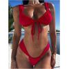 imageWomens Two Piece Swimsuits Frill Trim Tie Front Bathing Suit Wide Straps High Cut Sleeveless Bikini SetsRed