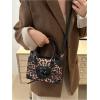 imageWomens Y2K Leopard Print Lace Up Satchel Handbag Zipper Double Handle Mini Shoulder BagBlack