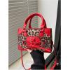 imageWomens Y2K Leopard Print Lace Up Satchel Handbag Zipper Double Handle Mini Shoulder BagRed
