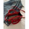imageWomens Y2K Leopard Print Lace Up Satchel Handbag Zipper Double Handle Mini Shoulder BagRed