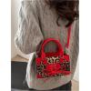 imageWomens Y2K Leopard Print Lace Up Satchel Handbag Zipper Double Handle Mini Shoulder BagRed