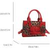 imageWomens Y2K Leopard Print Lace Up Satchel Handbag Zipper Double Handle Mini Shoulder BagRed