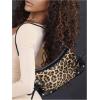 imageWomens Y2K Leopard Print Studded Shoulder Handbag Zipper Bow Knot Punk Underarm PursesBrown