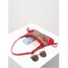 imageWomens Y2K Leopard Print Studded Shoulder Handbag Zipper Bow Knot Punk Underarm PursesMulticolor