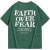 imageBoys Letter Print Graphic Tees Short Sleeve Vintage T Shirt Round Neck Summer Tops StreetwearGreen