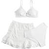 imageGirls 3 Piece Bikini Sets High Waisted O Ring Wireless Swimsuits Bathing Suit with Cover Up SkirtsPure White
