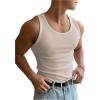 imageMens Summer Tank Top Scoop Neck Knit Gym Workout Muscle Tank Undershirt Sleeveless ShirtsSolid Apricot
