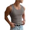 imageMens Summer Tank Top Scoop Neck Knit Gym Workout Muscle Tank Undershirt Sleeveless ShirtsSolid Grey