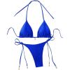imageRoseSeeek Womens 2 Piece Swimsuit Halter Triangle Ruched High Cut Bathing Suit Thong Cheeky Bikini SetRoyal Blue