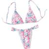 imageWomens 2 Piece Bathing Suit Graphic Boho Triangle Swimsuits Thong Cheeky Floral Bikini SetPink